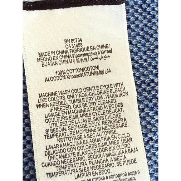 “BCBG Max Azria Blue Fair Isle Open-Front Cotton Cardigan Sweater (Size S)” - Picture 9 of 9